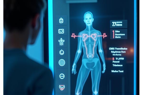 Smart fitness mirror displaying an interactive workout guide and user's reflection